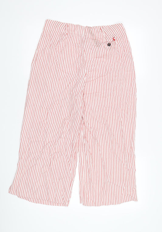 Joules Women's Red Striped Cropped Trousers, Size 14