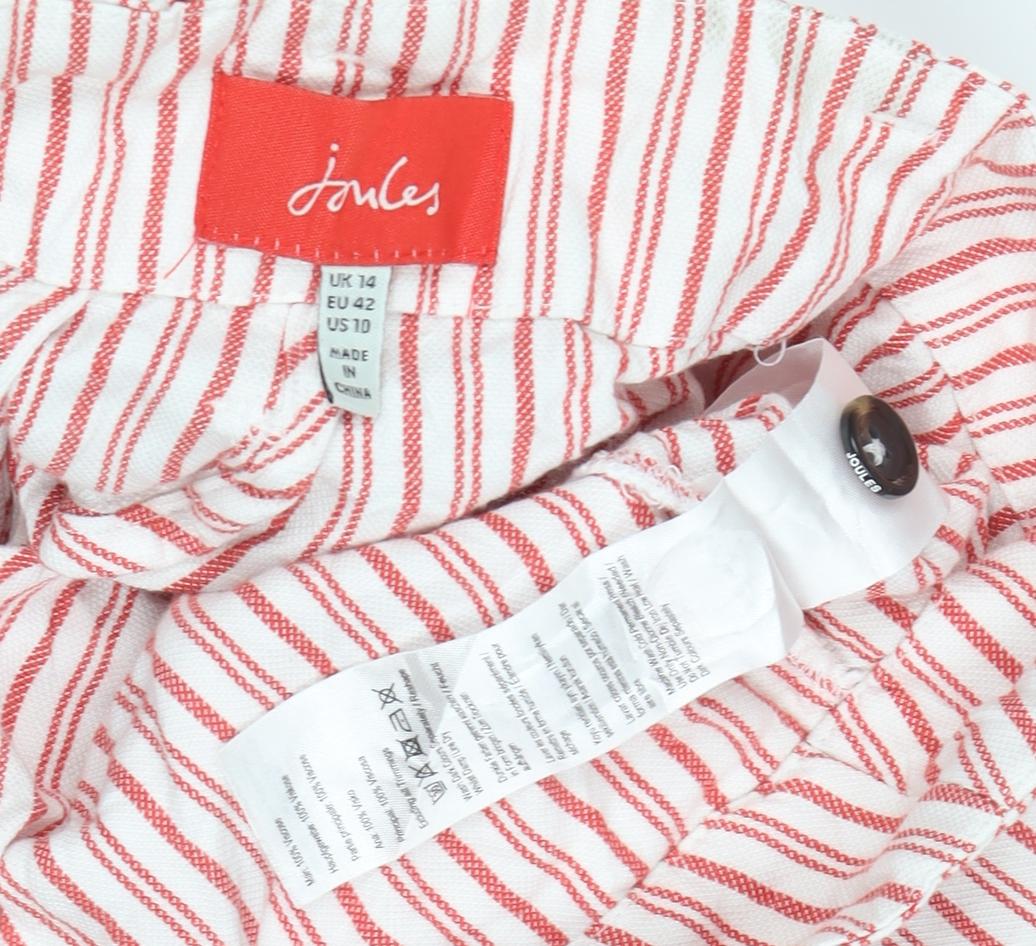 Joules Women's Red Striped Cropped Trousers, Size 14