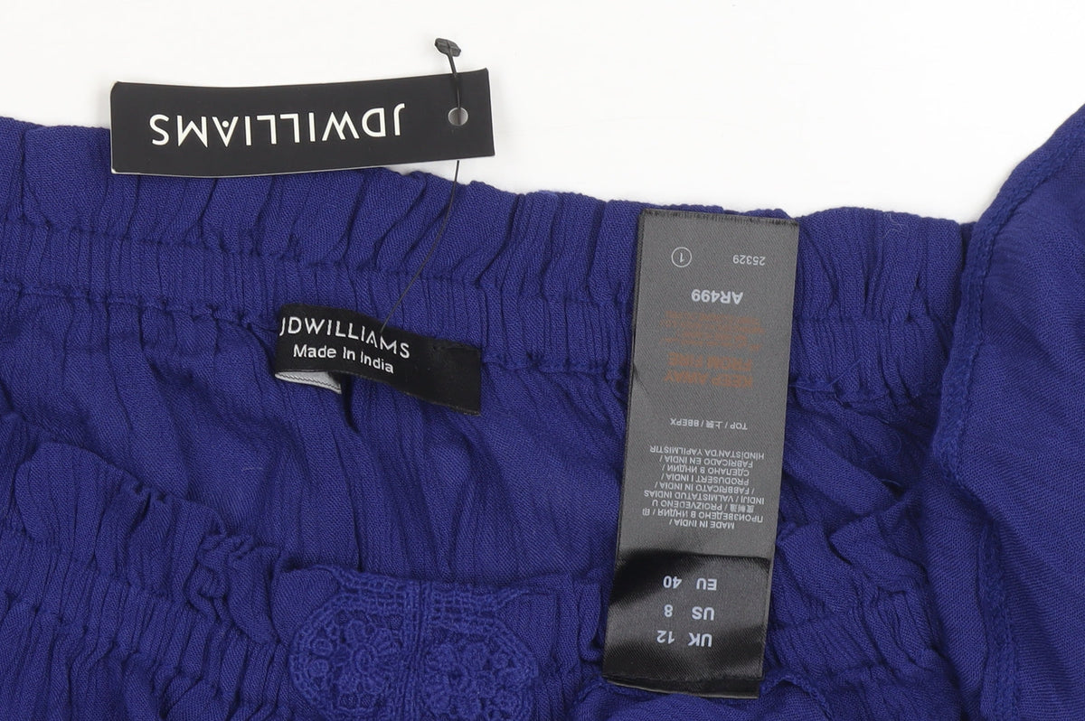 Close-up detail of JD Williams Women's Blue Off the Shoulder Top