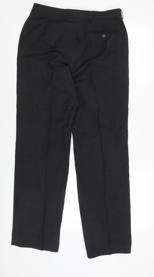 Marks and Spencer Men's Charcoal Wool Blend Trousers