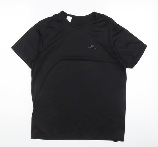 Additional front view of Decathlon Men's Black Basic Gym T-Shirt, size S