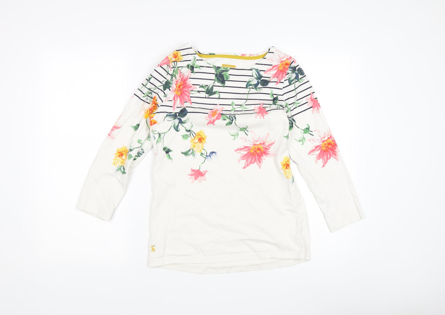 Joules Women's Multicoloured Floral Striped T-Shirt Size 10