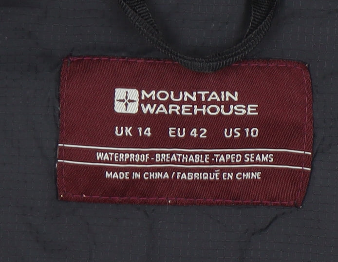 Mountain Warehouse Women's Black Rain Coat Jacket Size 14