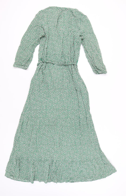 Fat Face Womens Green Floral Midi Shirt Dress 10