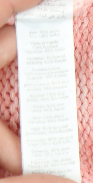 Brand and care label for New Look Women's Pink jumper, size 8