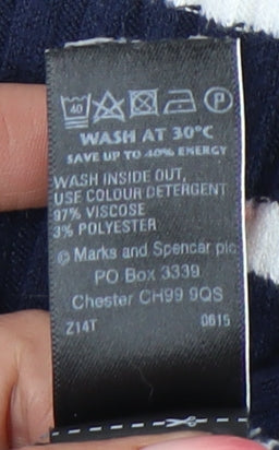 Marks and Spencer Women's Blue Striped Jumper Size 12