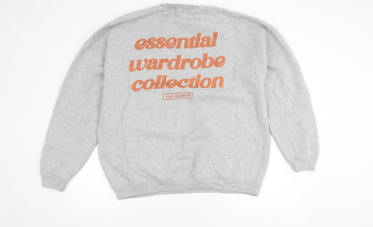 Boohoo Men's Grey Logo Pullover Sweatshirt Size L