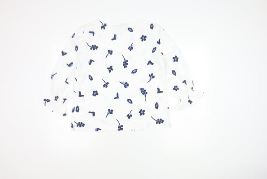 French Connection Women's White Floral Blouse Size 12