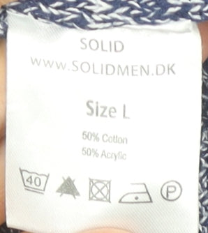 Brand and care label for Solid Men's Blue L Knitted jumper