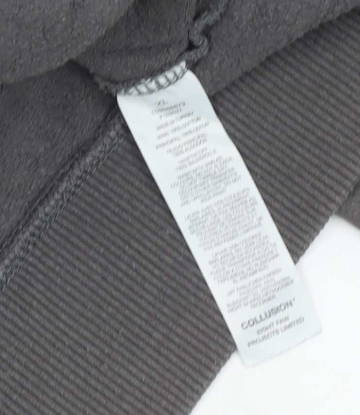 COLLUSION Men's Grey Pullover Hoodie, Regular Fit
