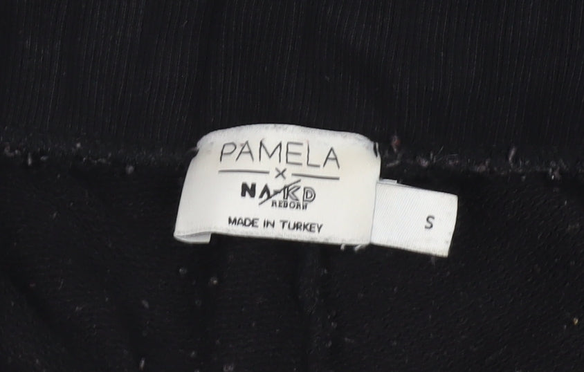 Brand and care label for NA-KD Women's Black Jogger Trousers, Small Size