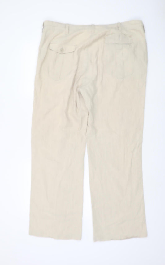 Jeff Banks Men's Beige Linen Cotton Trousers 40S