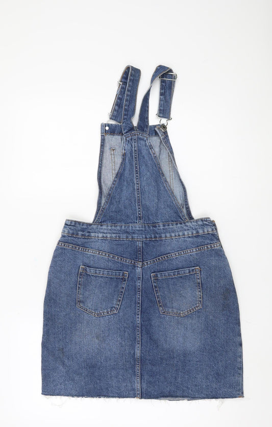 F&F Women's Blue Denim Pinafore Dress Size 8