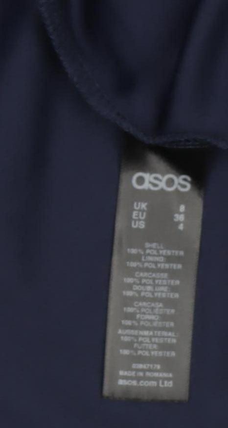 Close-up detail of ASOS Women's Blue Midi Fit & Flare Dress, size 8