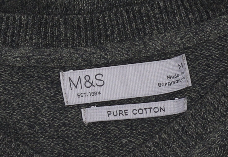 Brand and care label for Marks & Spencer Men's Green Cotton jumper Medium