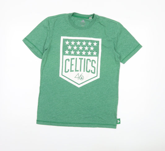 Mens UK Size S adidas Green Polyester Blend T-Shirt