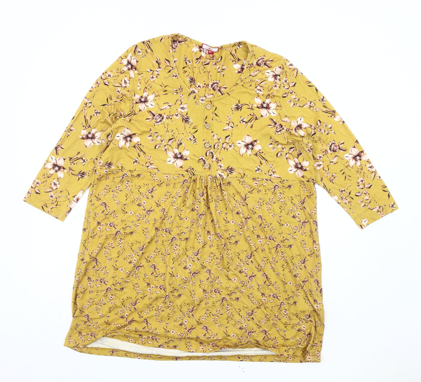 Joe Browns Women's Yellow Floral Tunic Blouse Size 20
