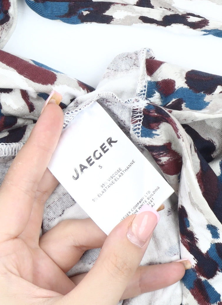 Brand and care label for Jaeger Women's Multicoloured Blouse, size S, Long Sleeve