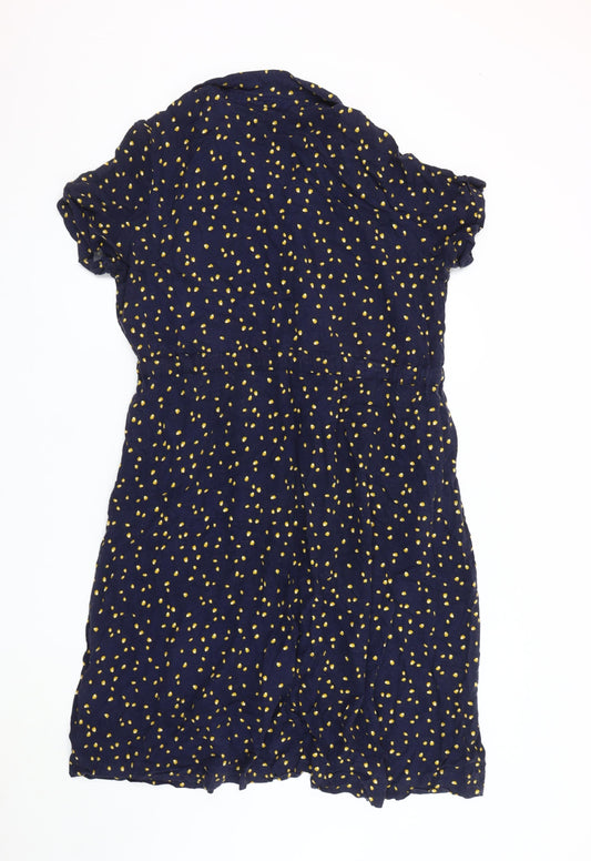 Joules Women's Blue Polka Dot Cotton Dress UK 18