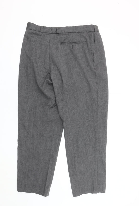 Canda Men's Grey Trousers, Size 34, Classic Fit