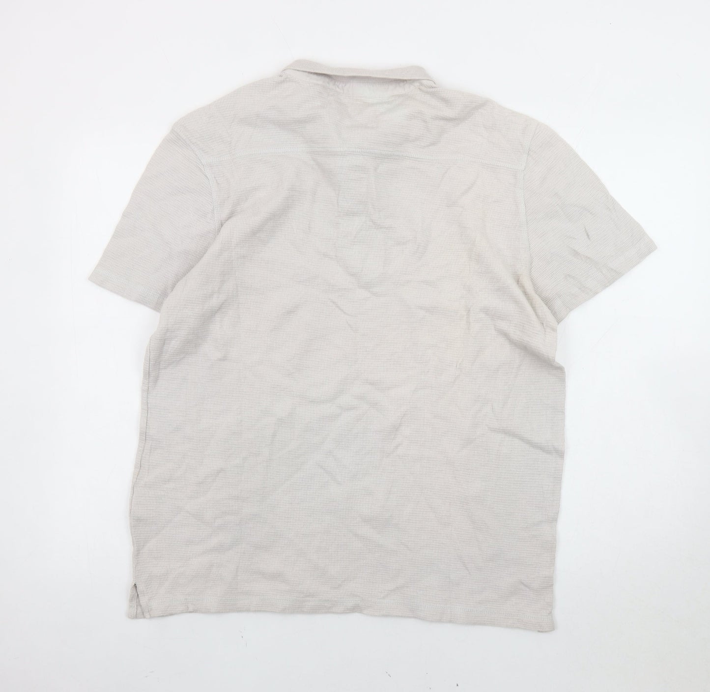 AllSaints Men's Beige Polo Shirt, L, Short Sleeve Cotton