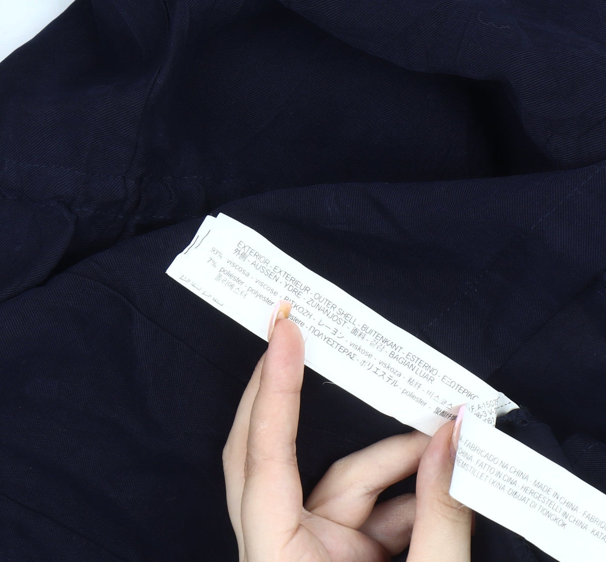 Brand and care label for Zara Women's Blue M Basic Jacket with Zip Pockets