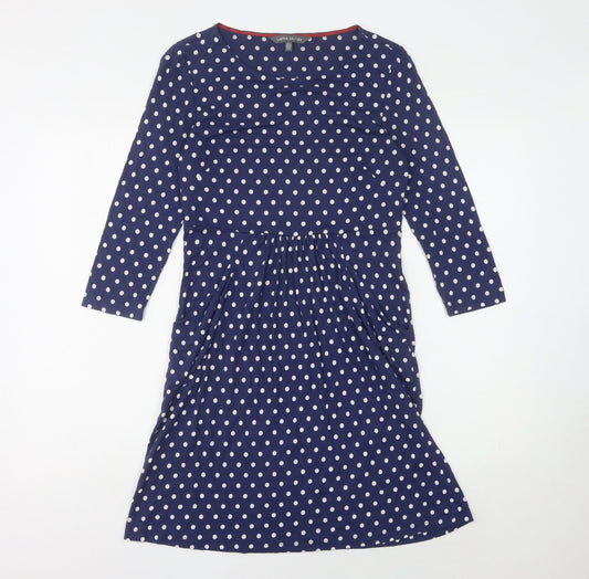 Laura Ashley Women's Blue Polka Dot A-Line Dress