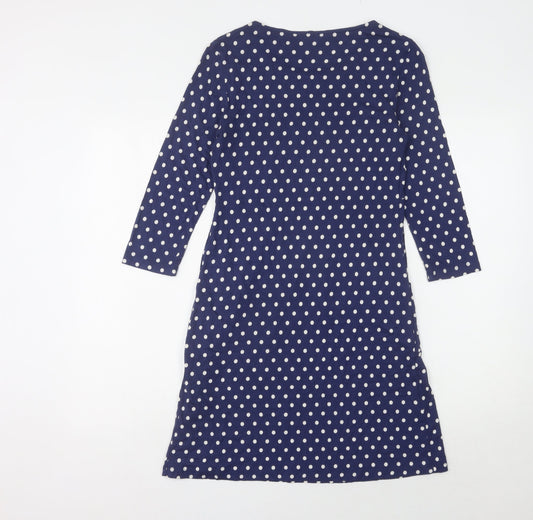 Laura Ashley Women's Blue Polka Dot A-Line Dress