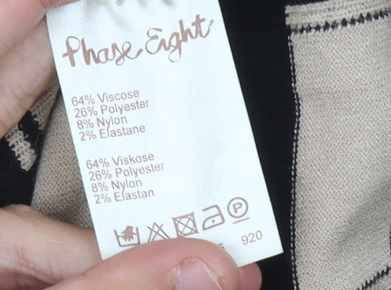 Brand and care label for Phase Eight Women's Black Beige Check Shift Dress, size 12