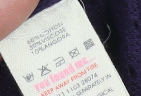 Brand and care label for Women's Purple V-Neck Cardigan -, size 12