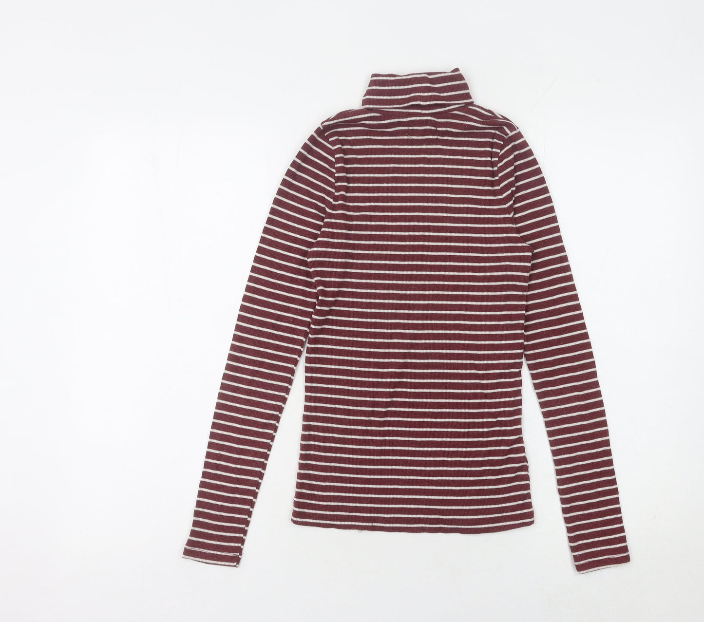 Hollister Women's Red Striped Roll Neck Jumper, Size S