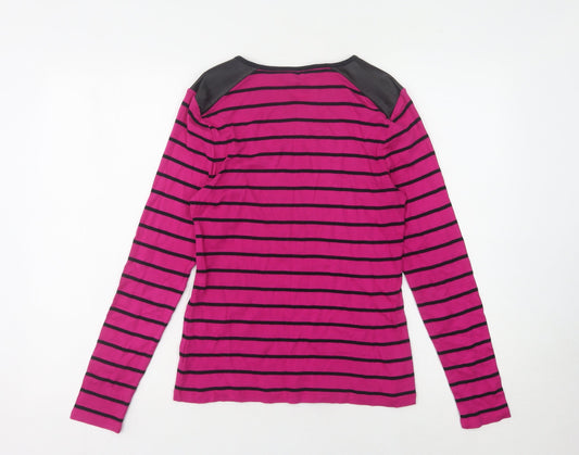 Ralph Lauren Women's Purple Striped T-Shirt, L