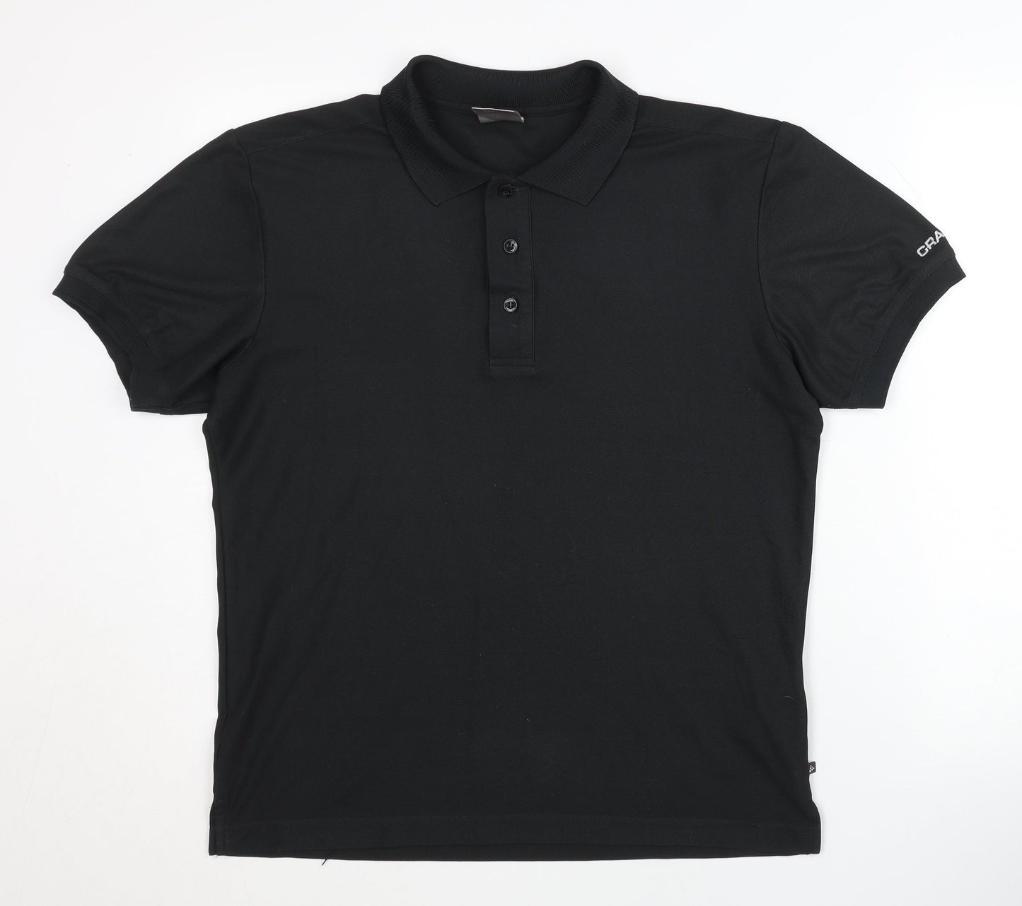 Craft Men's Black Polo Shirt, Size M, Short Sleeve