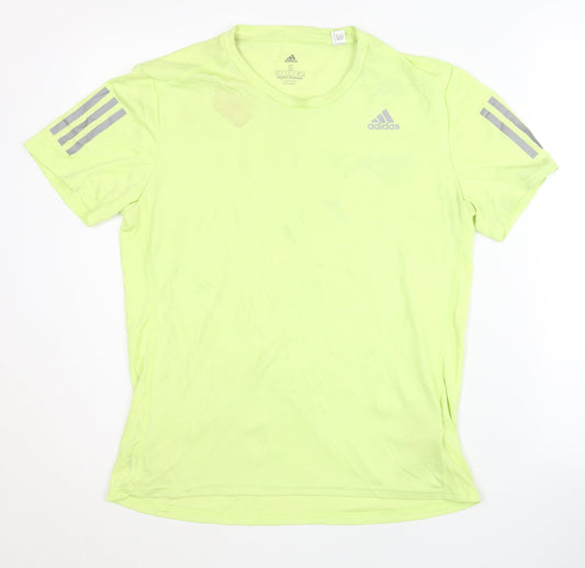 Adidas Men's Yellow Running T-Shirt, Size S, Reflective