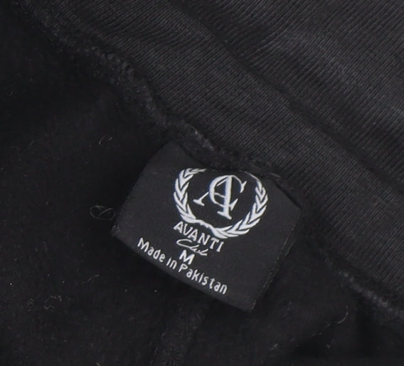 Close-up detail of AVANTI Men's Black Jogger Trousers, size M