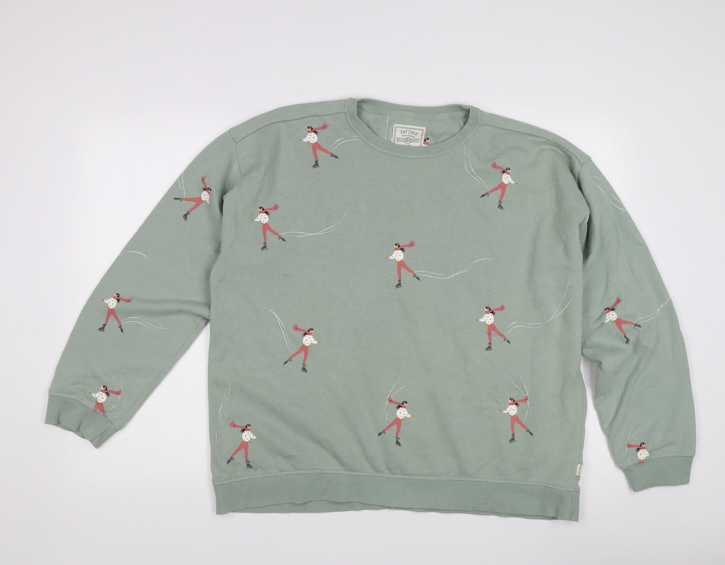 Fat Face Women's Green Ice Skater Sweatshirt Size 16