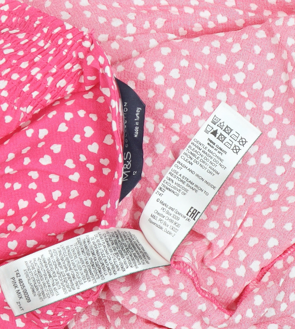 Brand and care label for Marks & Spencer Pink Fit & Flare Dress, size 12