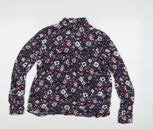 GAP Women's Multicoloured Floral Blouse, S, High Neck