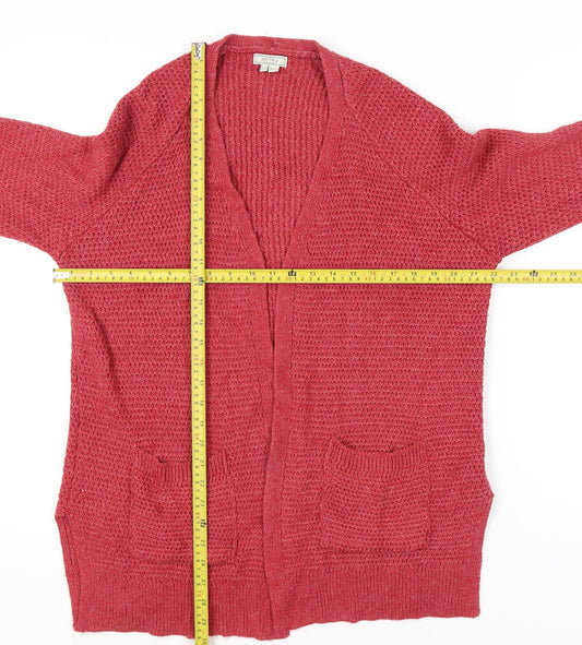 Fat Face Women's Red Open-Knit Cardigan Size 12