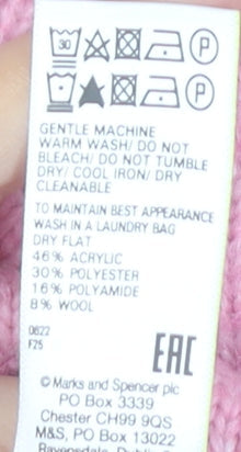 Brand and care label for Marks & Spencer Women's Pink Crew Neck Pullover XS