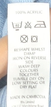 Brand and care label for BHS Women's Blue Mock Neck jumper, size 10