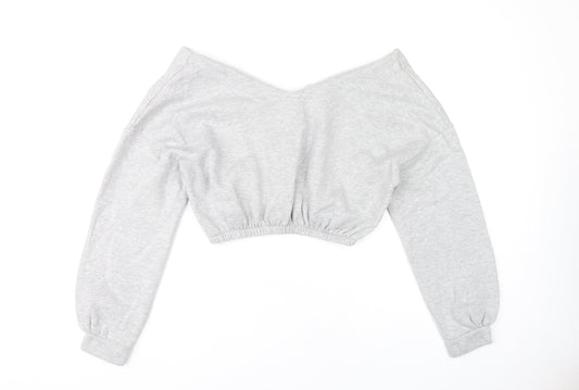 PrettyLittleThing Women’s Grey V-Neck Pullover - L