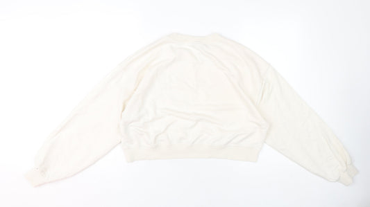 H&M Ivory Women's Sweatshirt, Size 12, Casual Logo Style