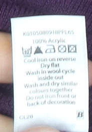 Brand and care label for Bonmarché Women's Purple V-Neck jumper XL