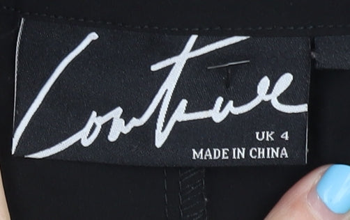 Brand and care label for Couture Women's Black Cargo Trousers, UK 4