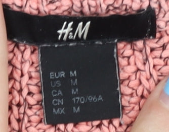 Brand and care label for H&M Women’s Pink M jumper - Knit Crew Neck