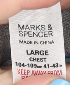Brand and care label for Marks & Spencer Men's Grey Striped jumper L
