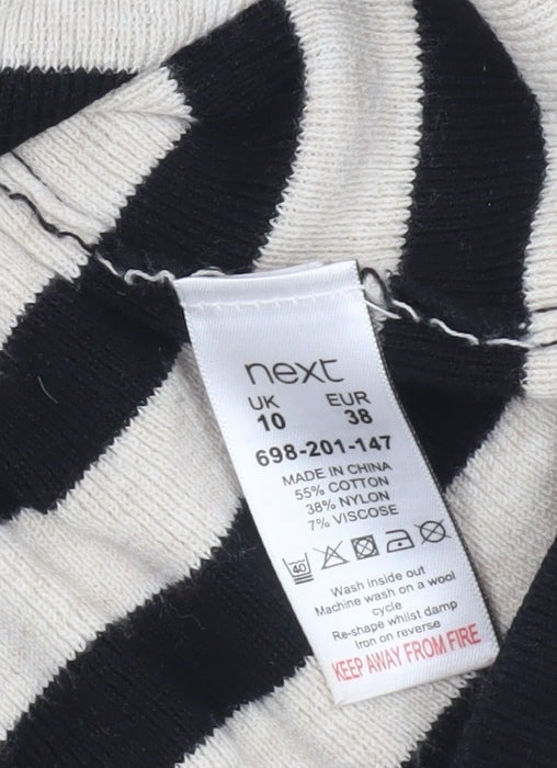 Brand and care label for Next Women's Black Striped jumper, size 10