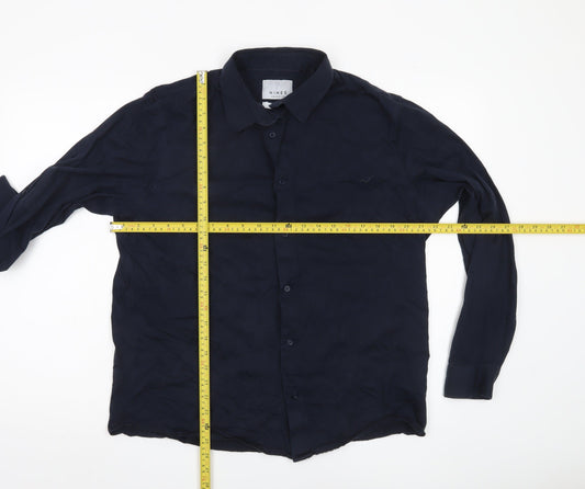 Unisex Adultss UK Size XL NINES Blue Cotton Button-Up