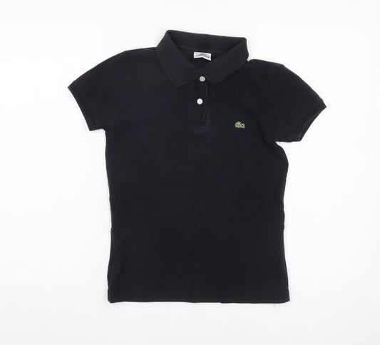 Lacoste Women's Black Polo Shirt Size 10 Short Sleeve Casual